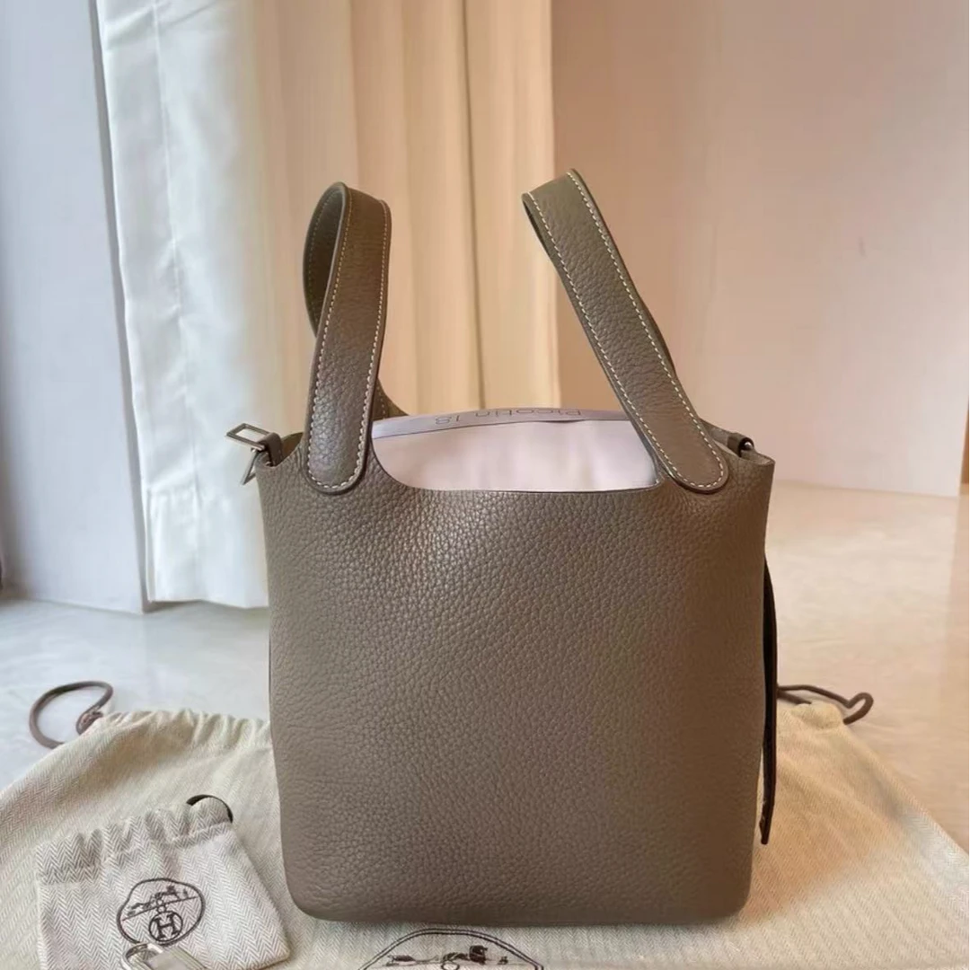99新 Hermes/爱马仕 爱马仕菜篮子18大象灰银扣r刻