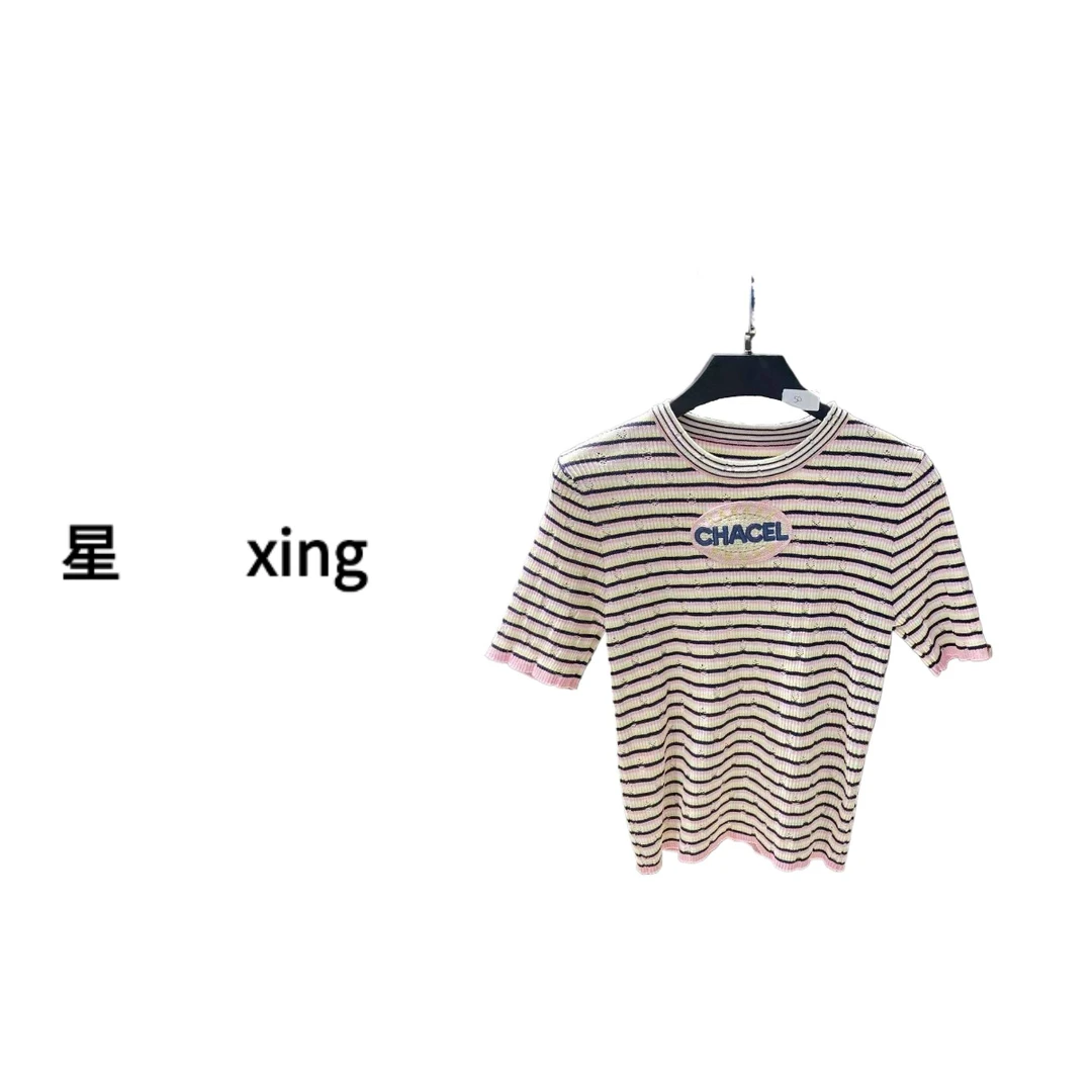 061夏装新款圆领条纹套头针织上衣54044