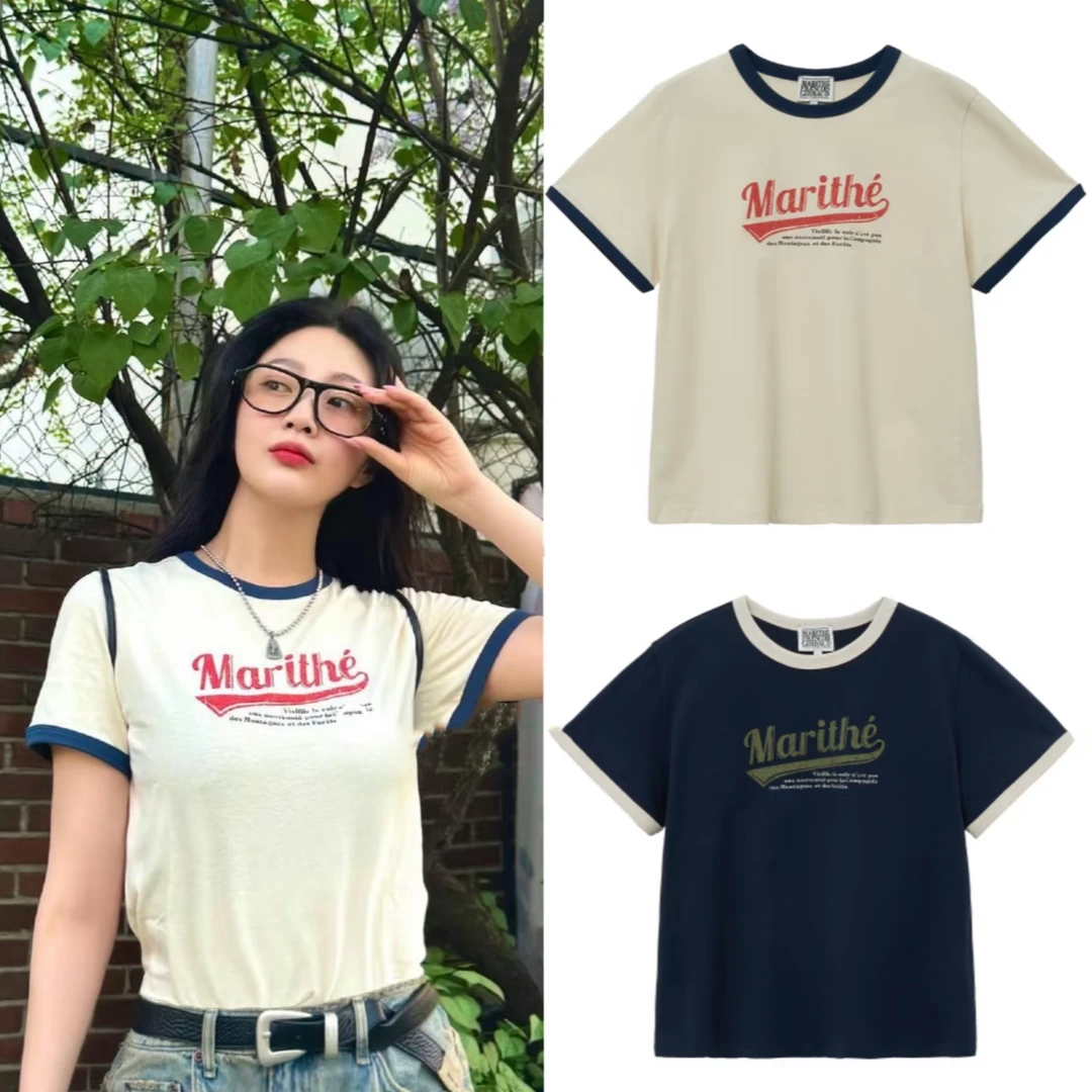 MARITHE休闲圆领短袖T恤女夏季百搭透气1MG24STS124