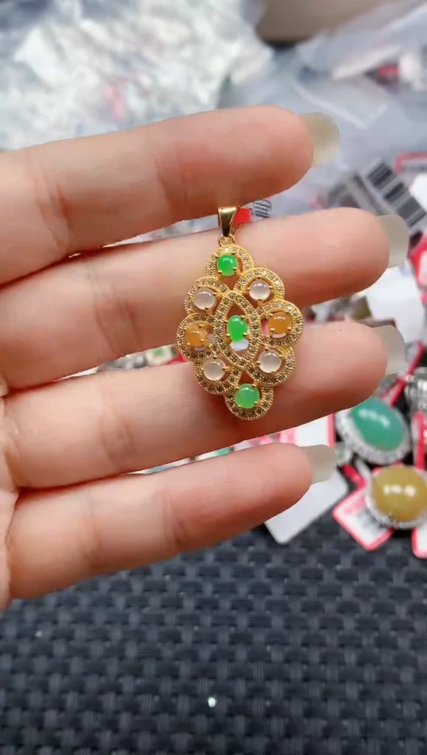 银S925镶嵌戒指翡翠天然A货缅甸翡翠