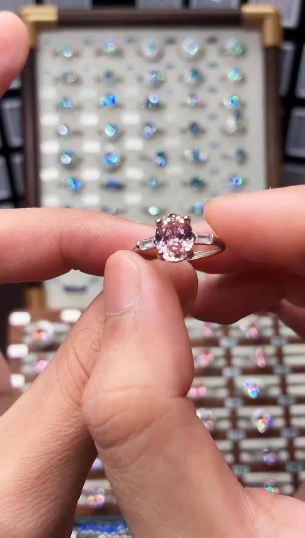 戒指彩色蓝宝石银S925镶嵌1