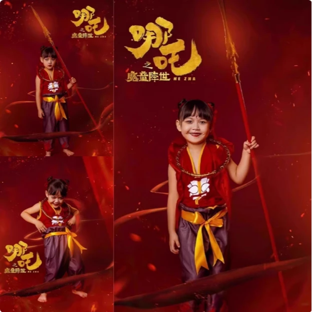儿童摄影服装哪咤之魔童闹海卡通造型影楼男女艺术照拍摄主题道具