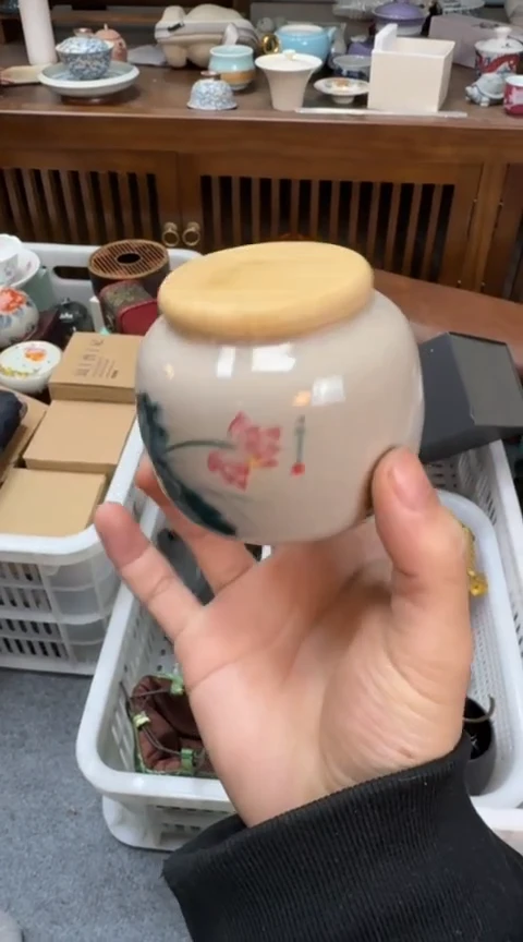 摆件陶茶具茶具茶具茶叶罐荷花