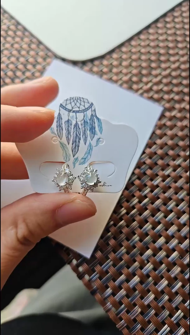 【闪购商品】翡翠耳饰银S925镶嵌翡翠耳饰S925银镶嵌