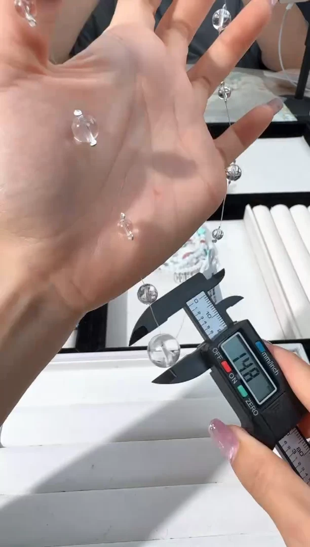 水晶手链银S925镶嵌Q073白水14单珠悬浮项链