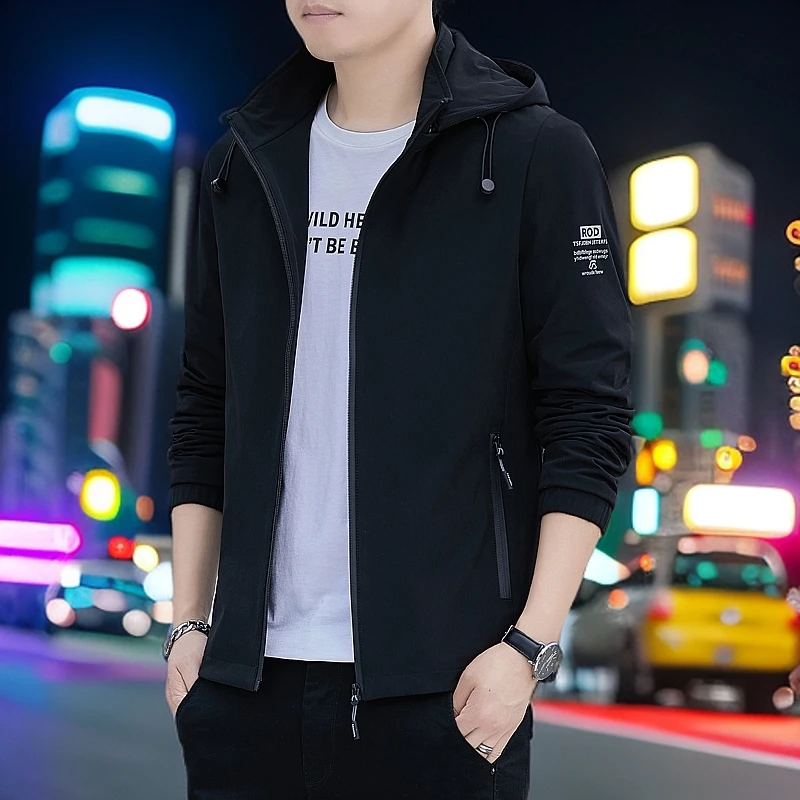 2025新款连帽可拆修身春秋潮流帅气休闲户外百搭潮男爆款夹克
