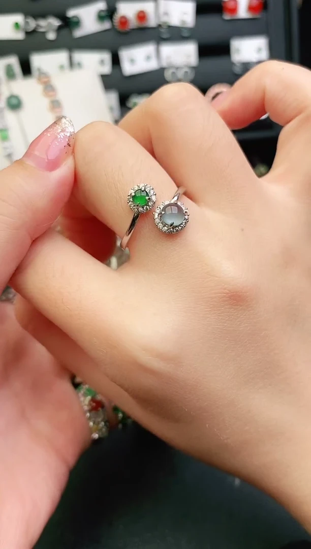 银S925镶嵌戒指翡翠0