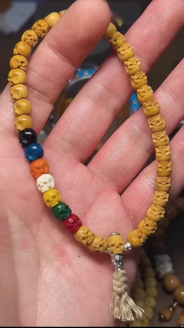 手串柏香籽/百香籽U**1七彩半鄂骷髅手持