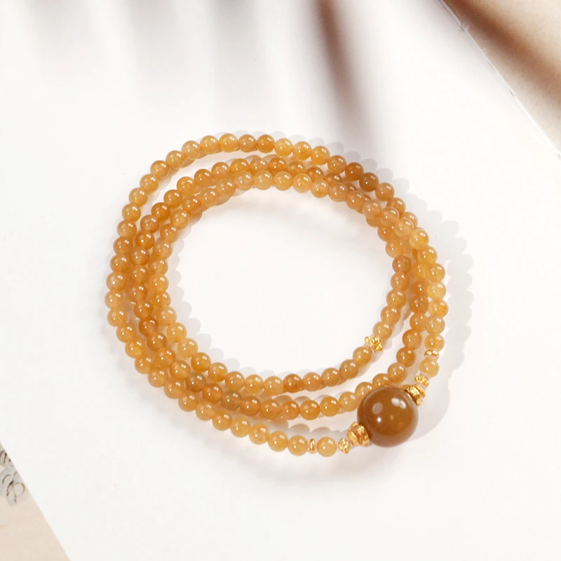 和田玉新疆且末糖4mm三圈手串项链