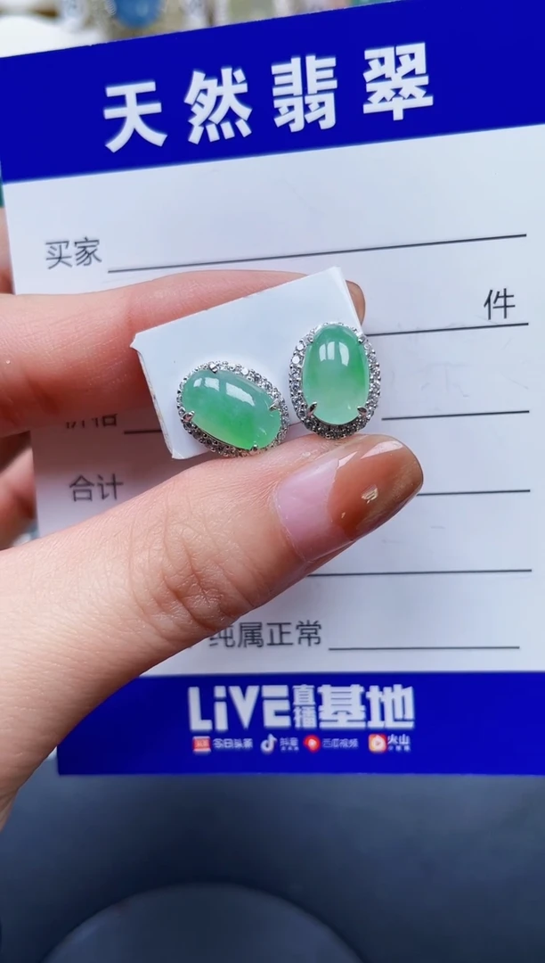 银S925镶嵌翡翠耳饰182