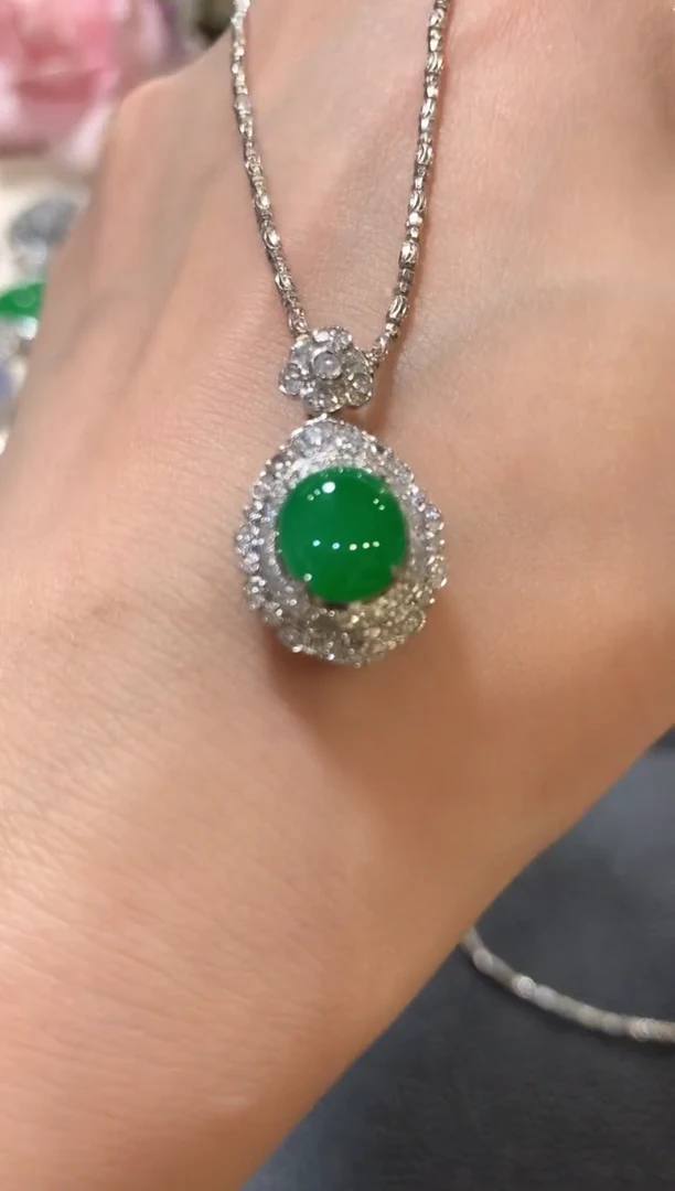 吊坠(不含链)18K金镶嵌翡翠n34