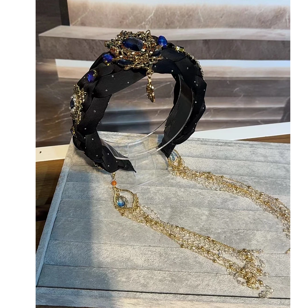 JINLING原创【典雅公主】手工气质轻奢时尚重工复古流苏可拆卸发箍