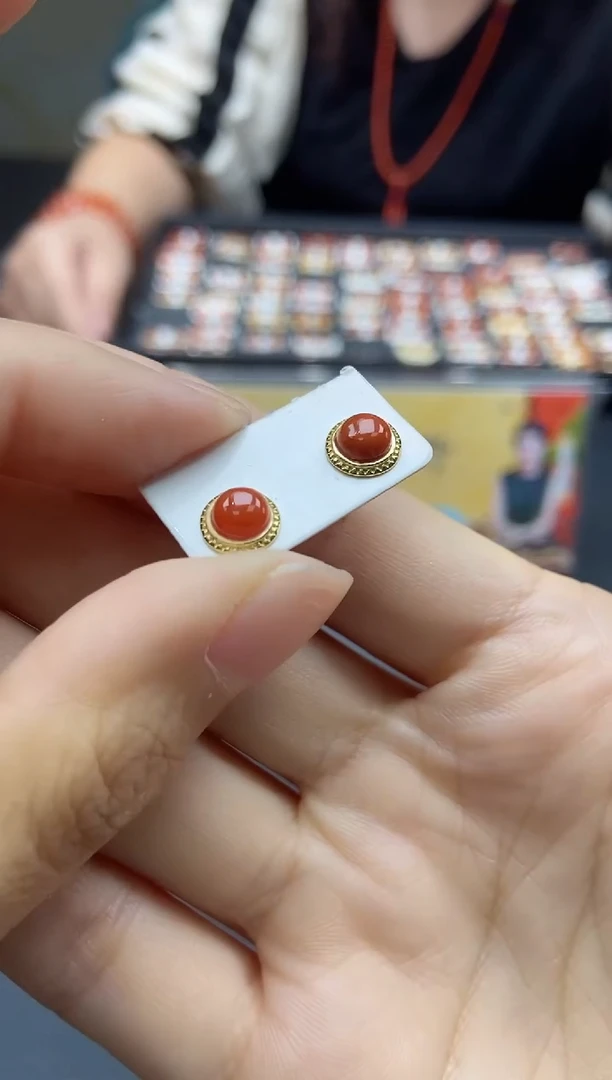 【闪购商品】南红玛瑙耳饰未镶嵌天然南红203