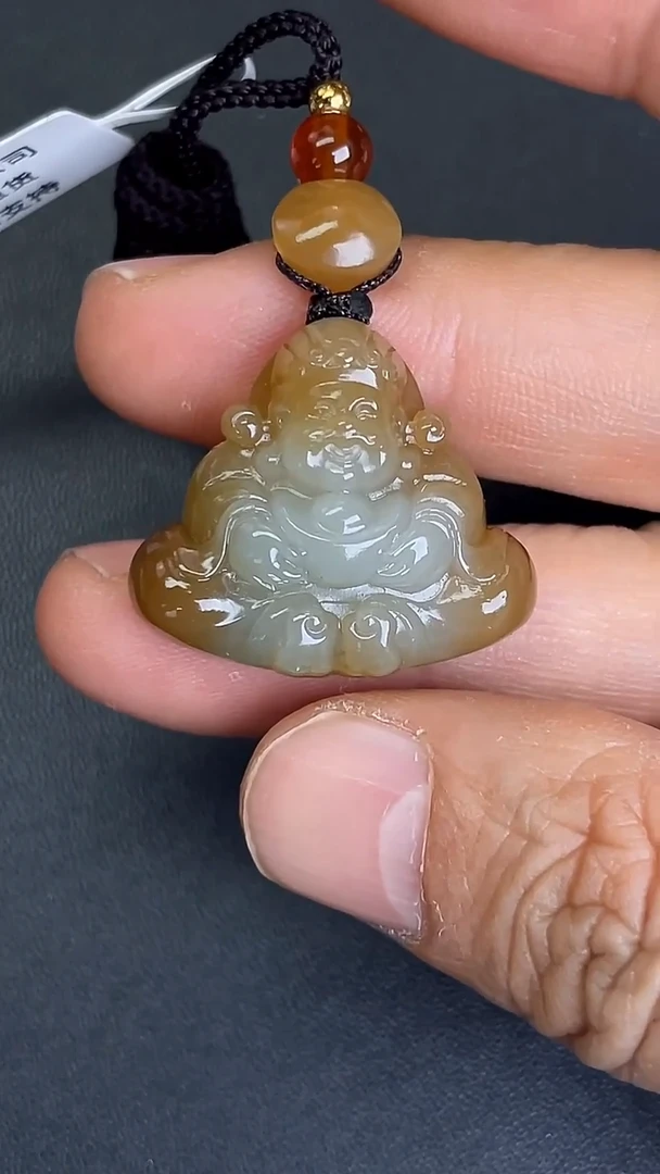 颈饰未镶嵌和田玉712016#糖白双色财神吊坠