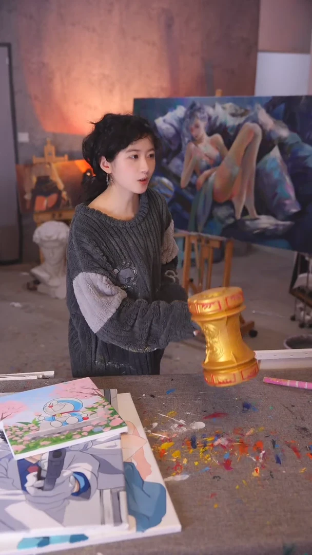 【闪购商品】油画自画像丙烯画纯手绘