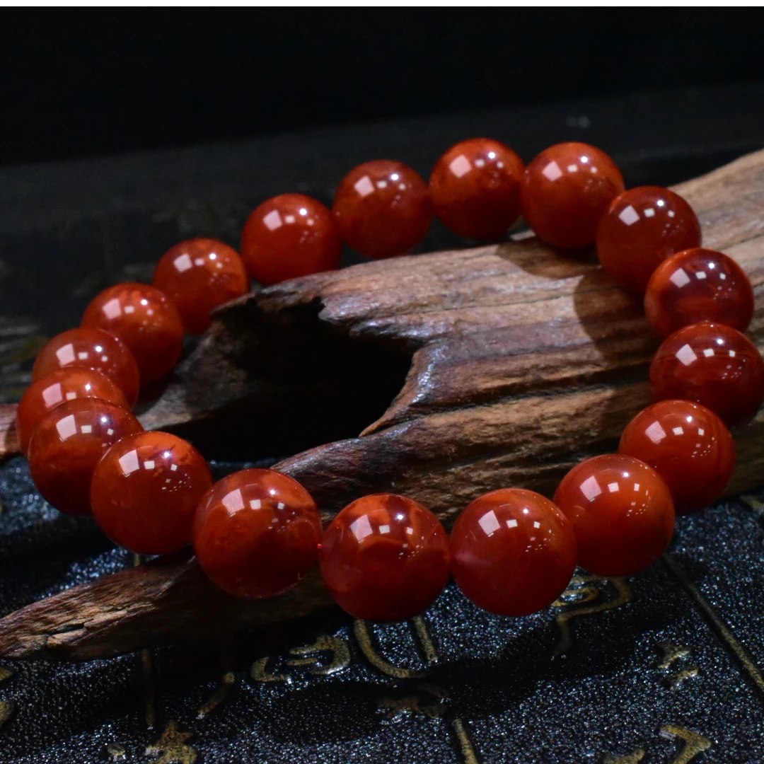 【一九珠宝】（清仓专用）卡8mm南红牛血火焰手串-多样性发一件YJ3027