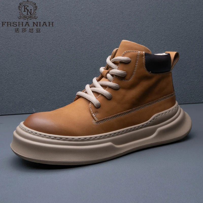法莎尼亚复古马丁靴男鞋秋季新款厚底轻便秋季复古男士厚底马丁靴