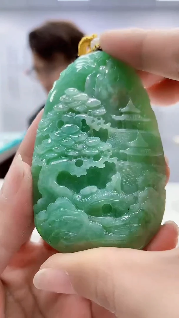 定制翡翠未镶嵌5159ms-毛货41山水