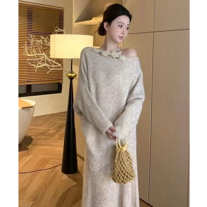 秋季新款套装女两件套慵懒风针织温柔毛衣女半身裙时尚显瘦气质