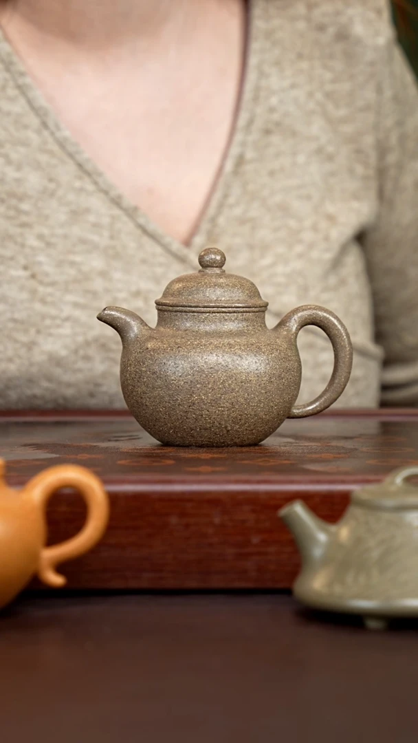 茶壶紫砂全砂青降坡寿珍掇球-