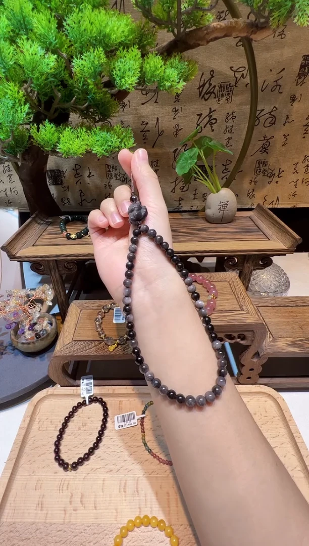 未镶嵌黑曜岩手链手饰@@