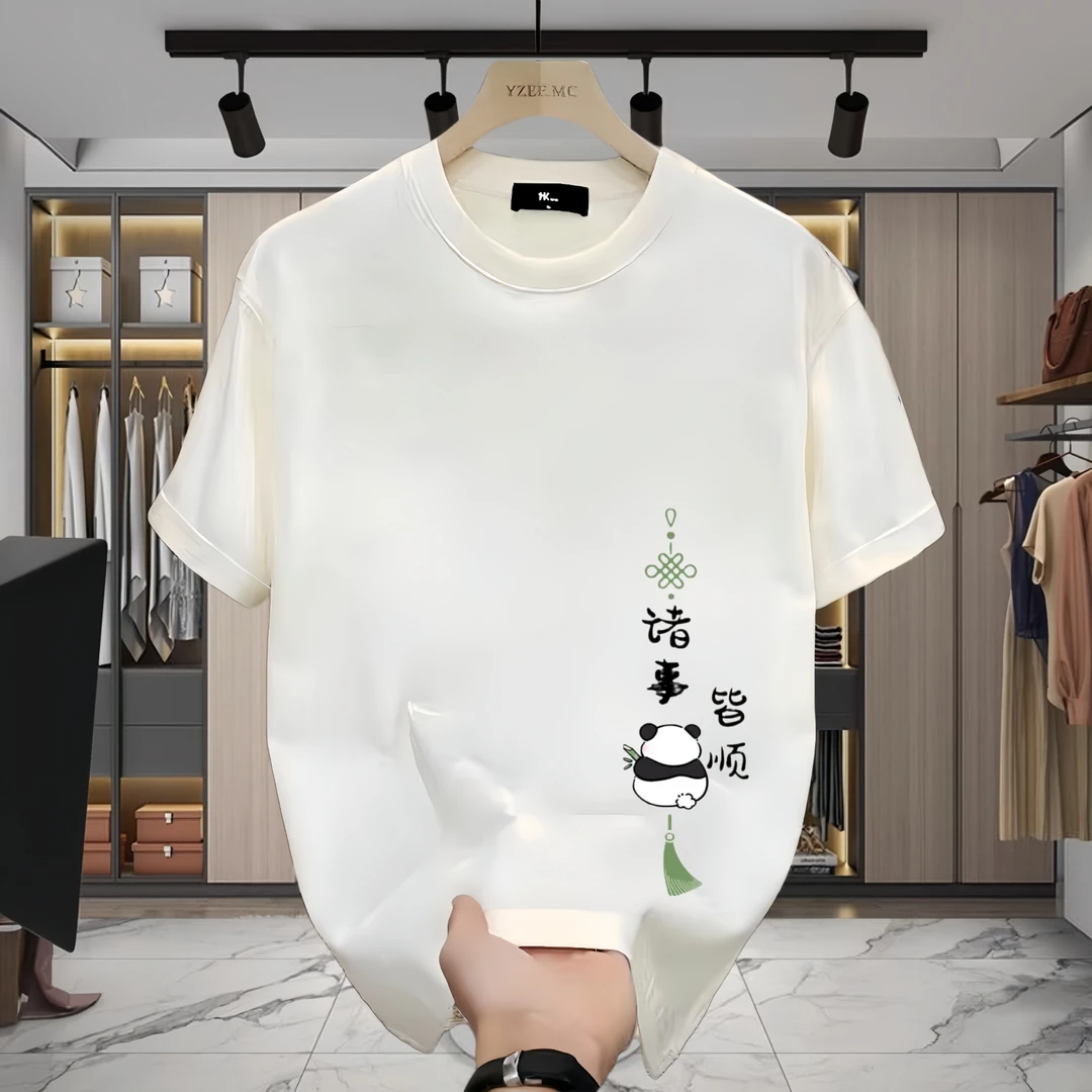 短袖t恤男夏季2025年新款网红潮流ins简约印花上衣
