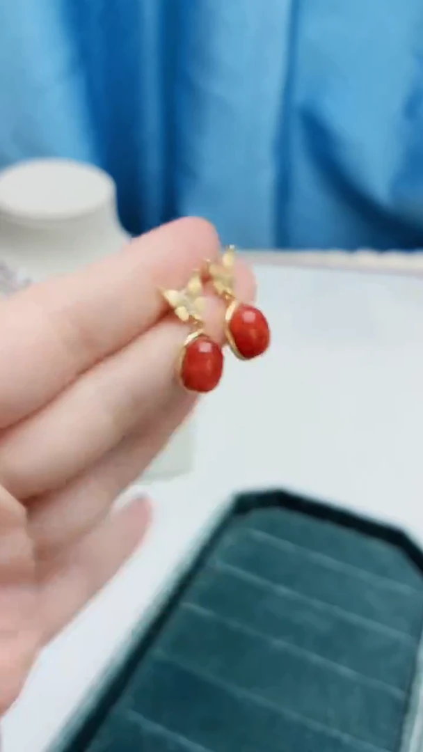 银S925镶嵌耳饰南红玛瑙1110ZB134产品一个（多样性）