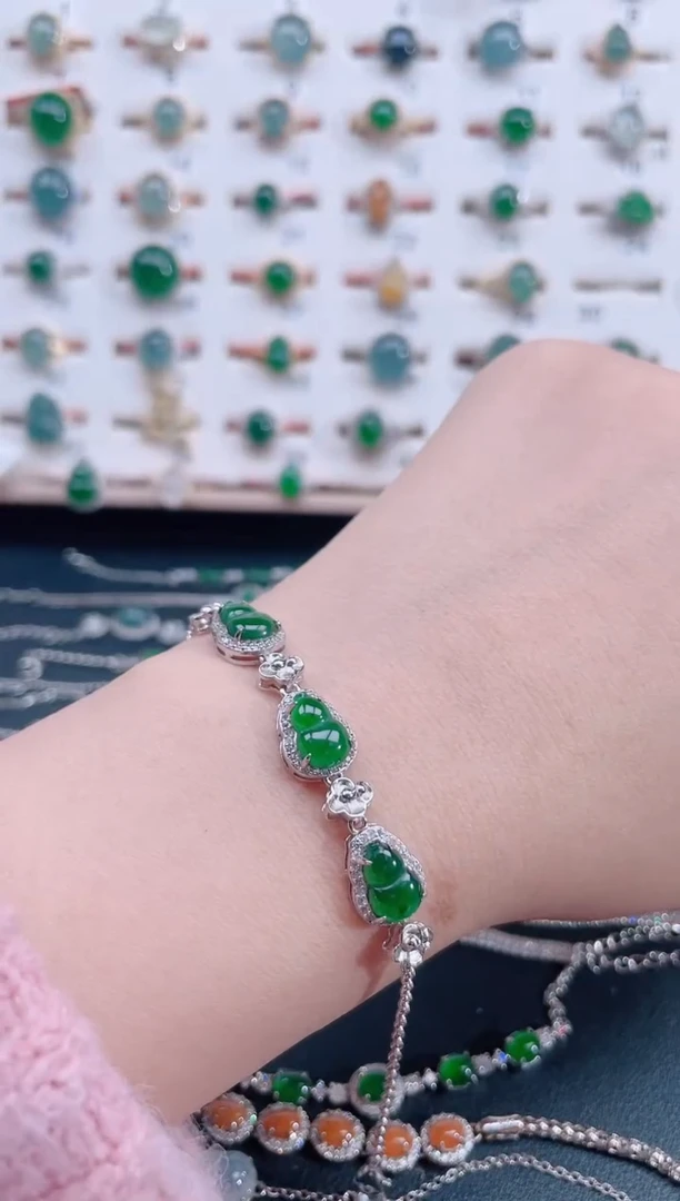 银S925镶嵌手链翡翠天然翡翠