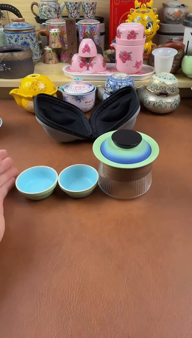 陶瓷茶具摆件旅行套组