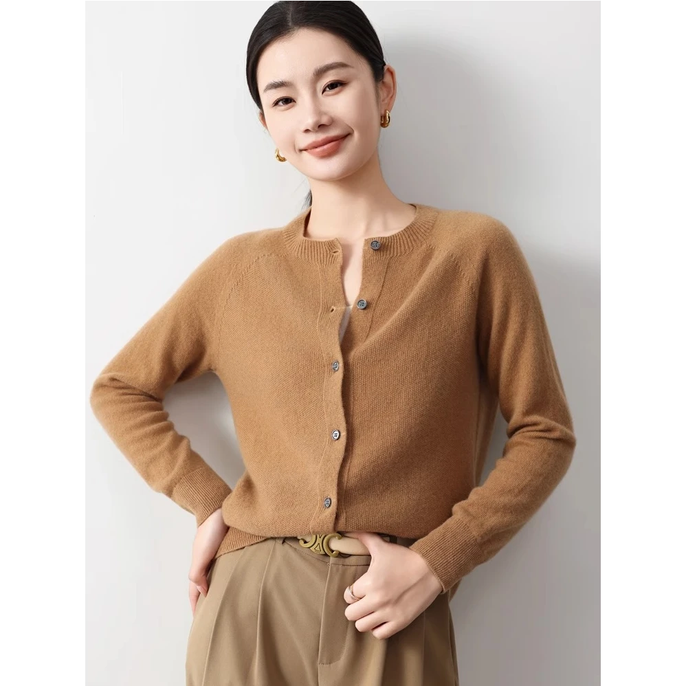 #100%纯羊毛 桂花针无缝开衫 针织外搭外套 一线成衣