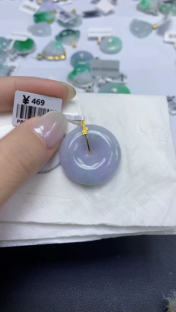 颈饰18K金镶嵌翡翠天然缅甸翡翠A货百元以上9元证书费自理