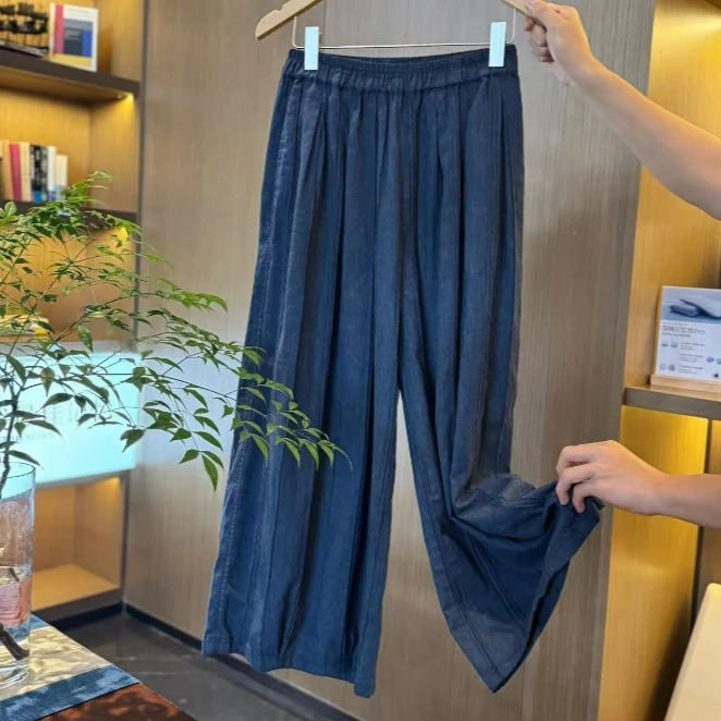 净尘 芳华设计新中式复古棉麻阔腿裤国风宽松时尚阔腿裤FH-A049