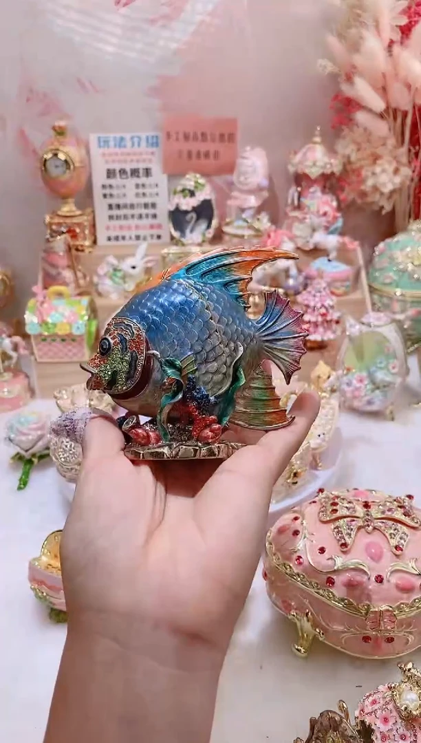 珐琅彩首饰盒摆件