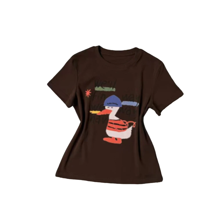 170咖色小鸭子T恤