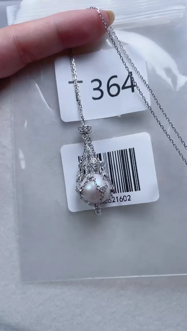 银S925镶嵌淡水珍珠套链T364
