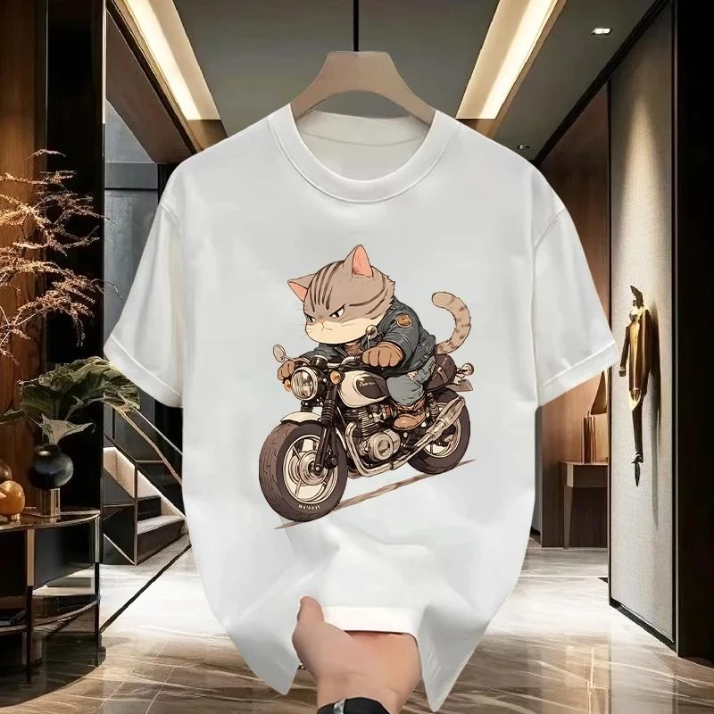 特大码300斤2025新款美式高街纯棉夏潮流纯棉短袖t恤男女宽松圆领