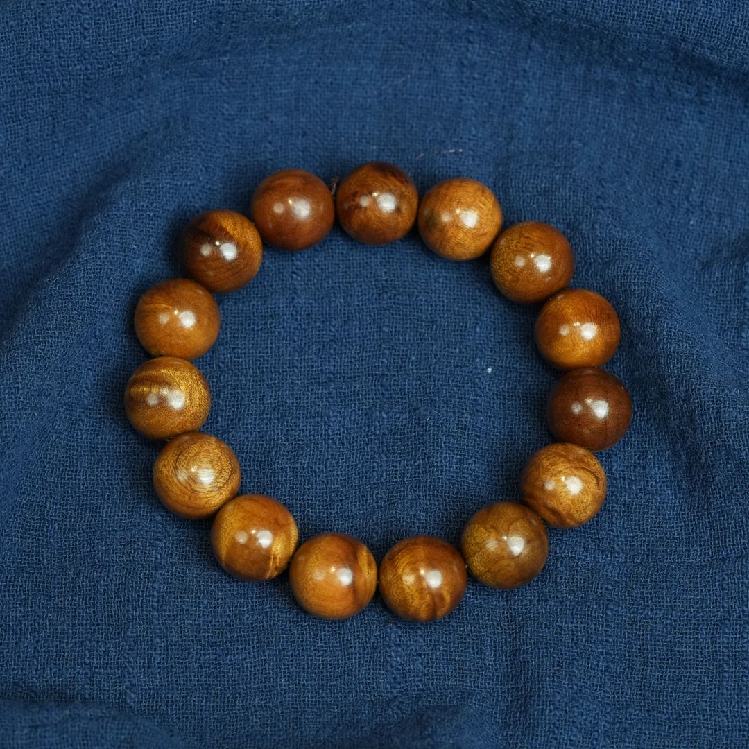 金丝楠木红油老料1.5文玩手串正宗金丝楠木