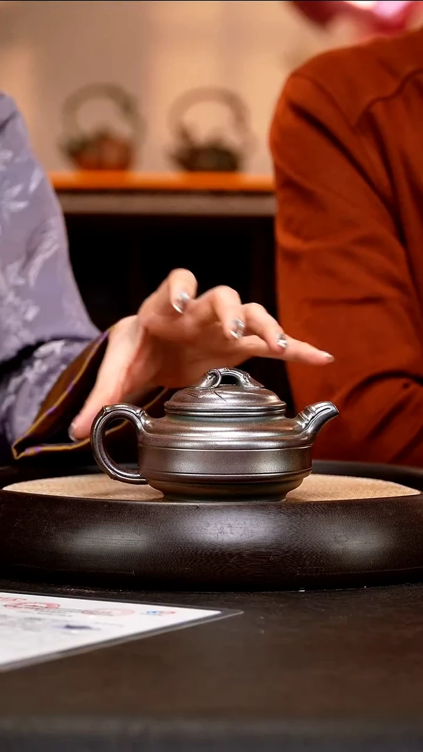 茶壶紫砂CYL11 古天青 叠焰烧 竹鼓  250cc