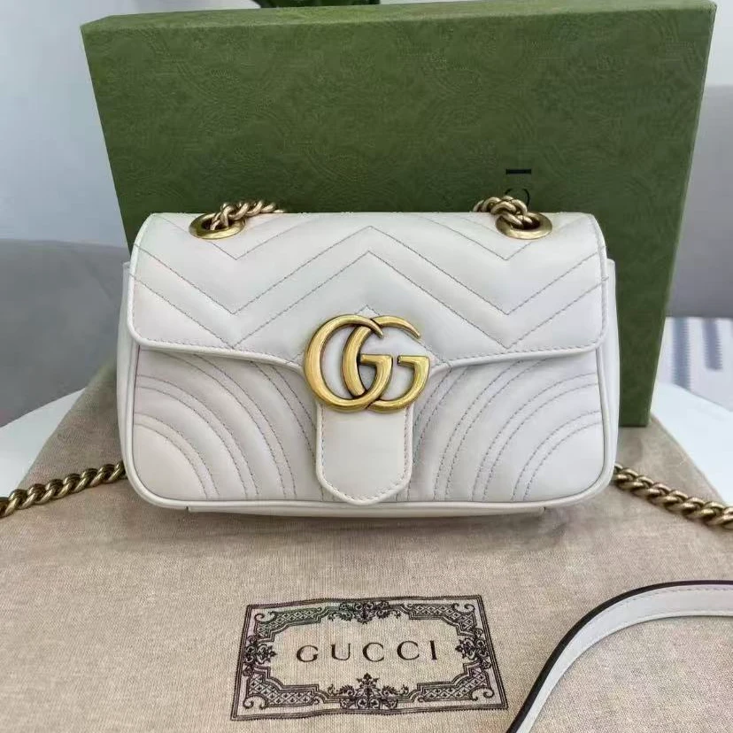 95新 GUCCI/古驰 青奢荟/时尚/经典古驰白色马蒙22/91088
