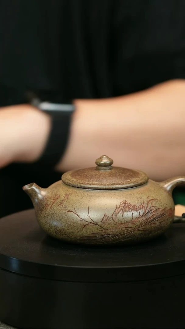 茶壶紫砂清***8H2028李琴柴烧莲花寒江