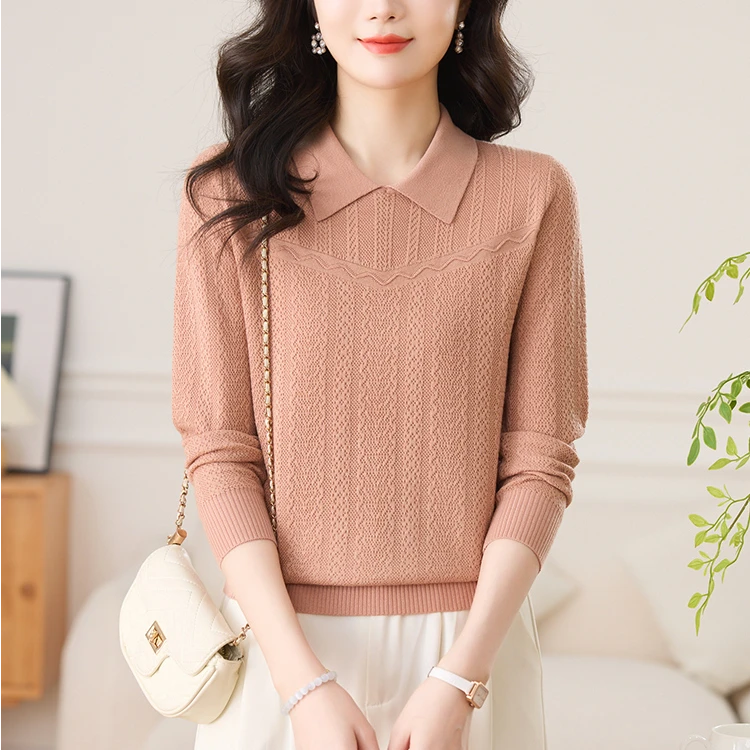 2025春装新款娃娃领套头百搭时尚洋气宽松显瘦针织衫7952