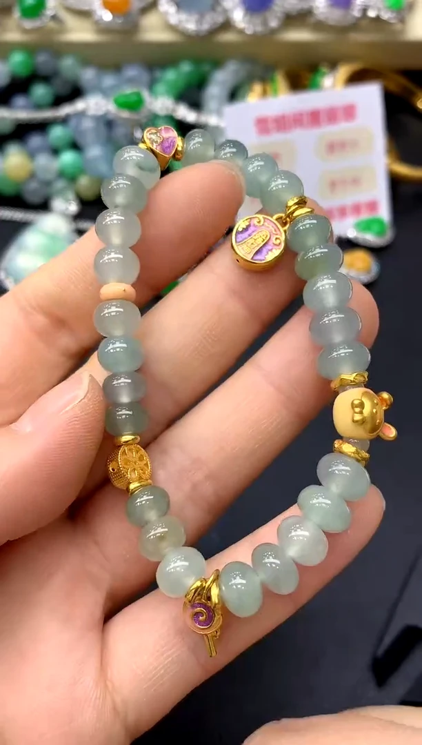 足金镶嵌手串翡翠262-中国好珍宝