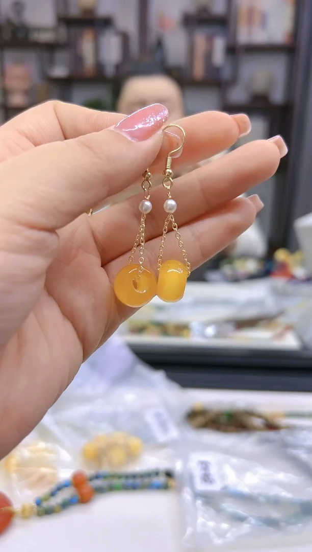 【闪购商品】翡翠耳饰14K金镶嵌耳坠E623