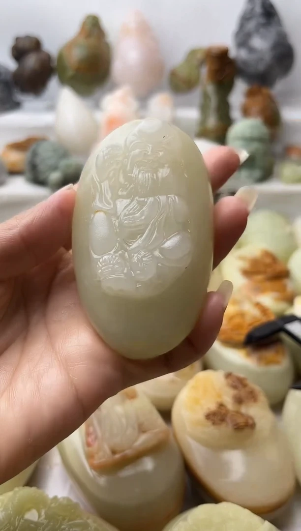 石材方解石手把件不退换寿星