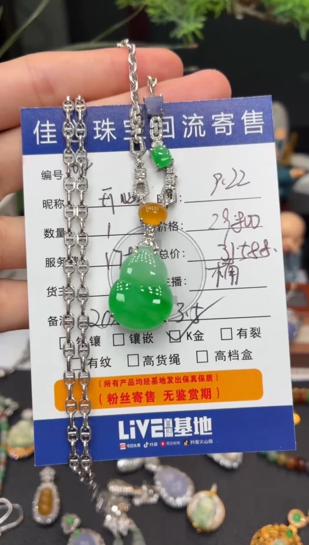 项链18K金镶嵌翡翠开****）翡翠——0922064
