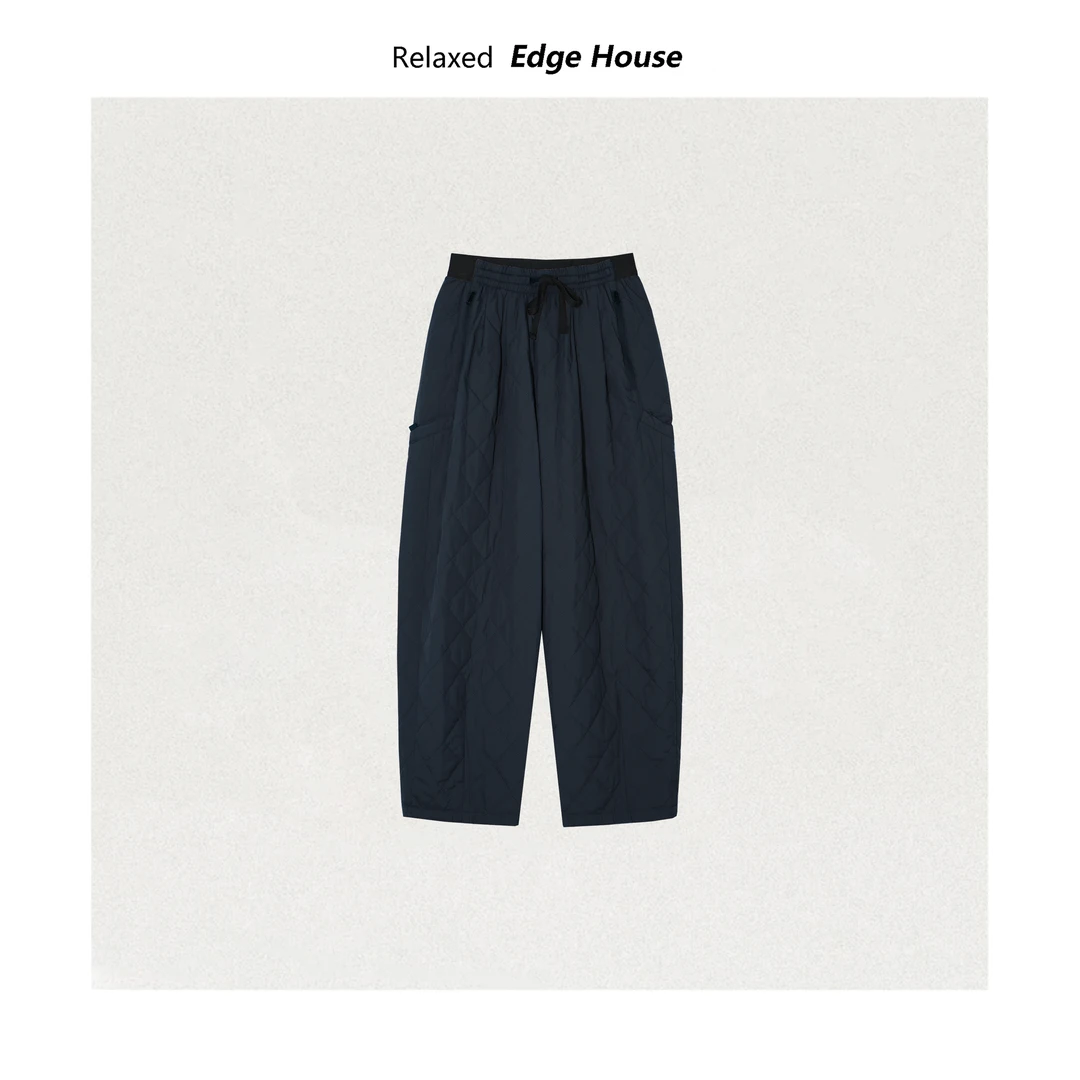 【呵呵家】3M棉裤 25FW菱格秋冬加厚直筒保暖阔腿裤哈伦9分裤