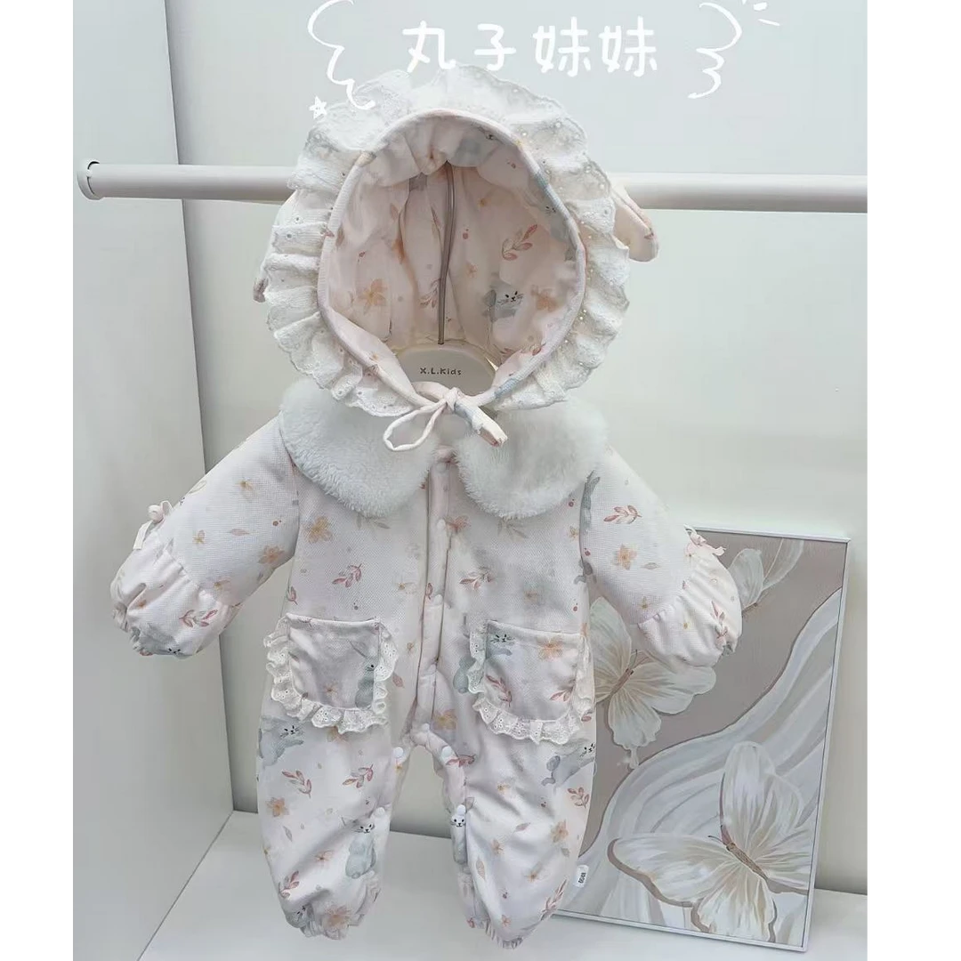 【419奶酪小兔】女宝宝加绒加棉加厚可爱外出服连体衣婴幼儿哈衣