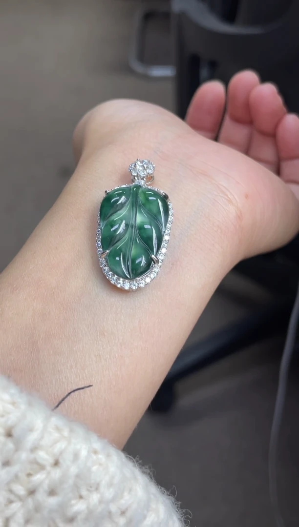 颈饰银S925镶嵌翡翠(42号链接)纯天然A货缅甸翡翠