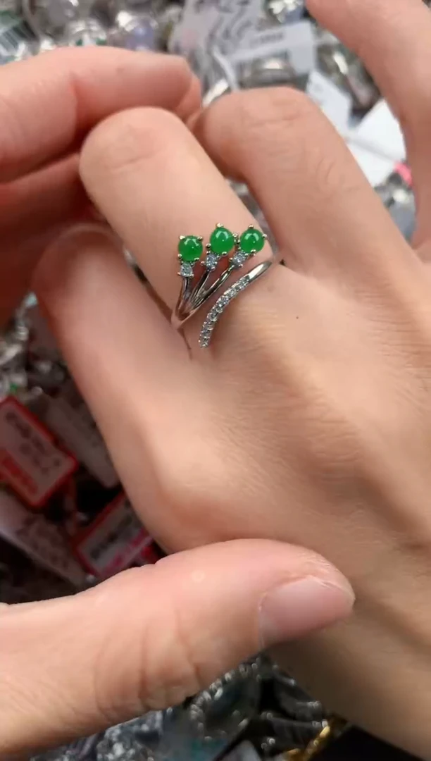 银S925镶嵌戒指翡翠777   7