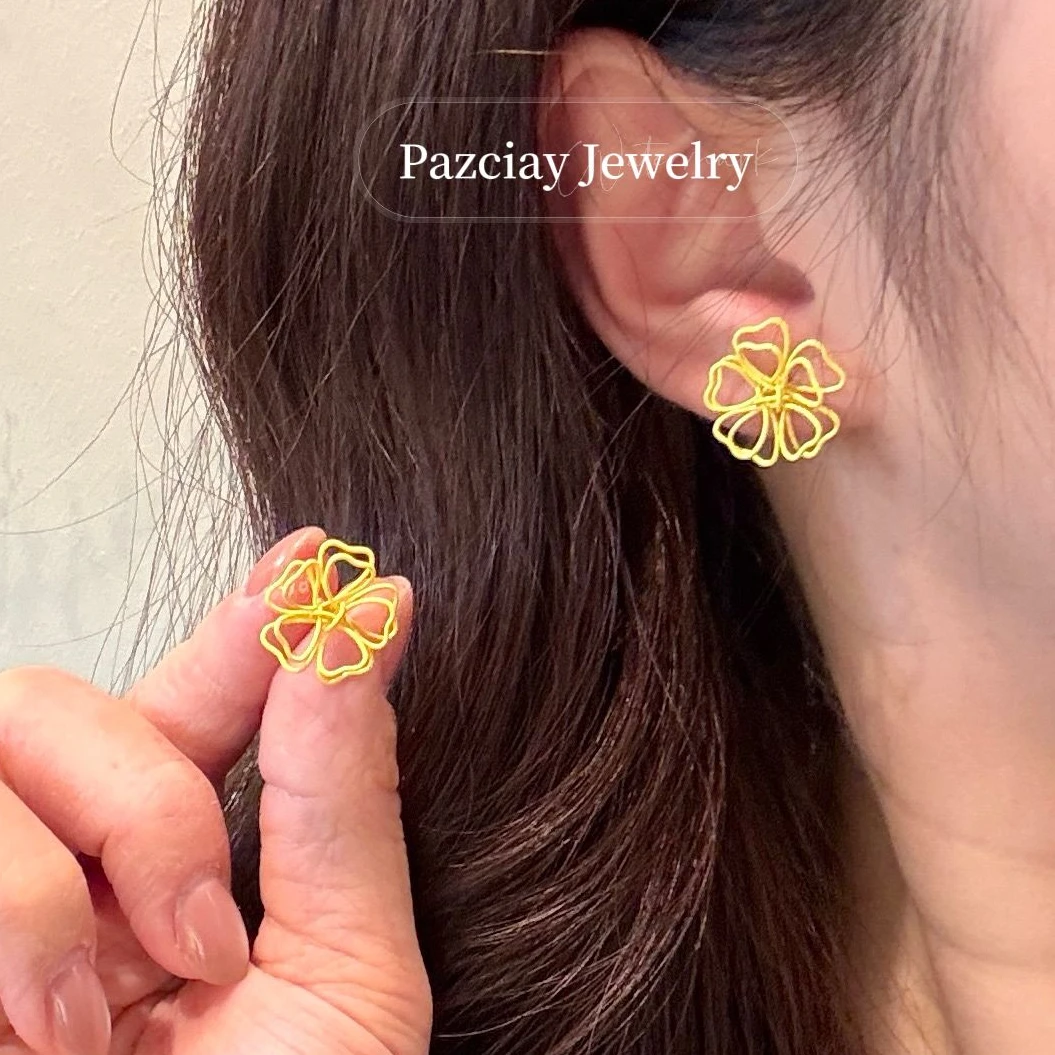 铜合金耳饰 花园镂空花朵耳饰法式少女高级感耳环彩色甜美